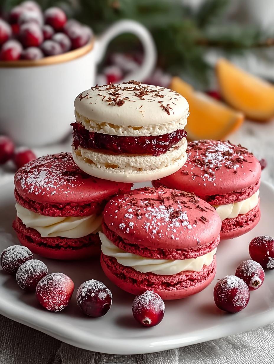 Cranberry Macarons with Orange Buttercream Delight - Cranberry Macarons with Orange - main visual representation