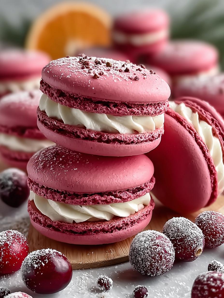 Cranberry Macarons with Orange