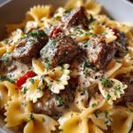 Creamy Beef Bowtie Pasta