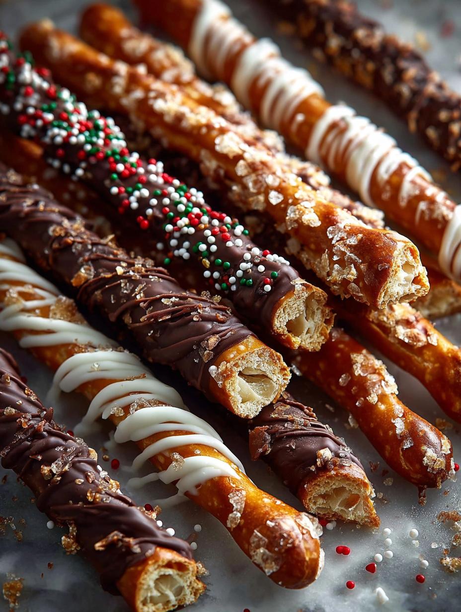 Festive Christmas Pretzel Rods
