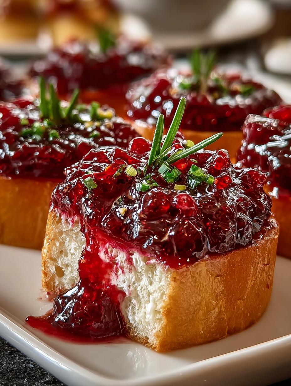 Festive Cranberry Pepper Jelly Cream Cheese Bruschetta Recipe - Festive Cranberry Pepper Jelly - additional detail