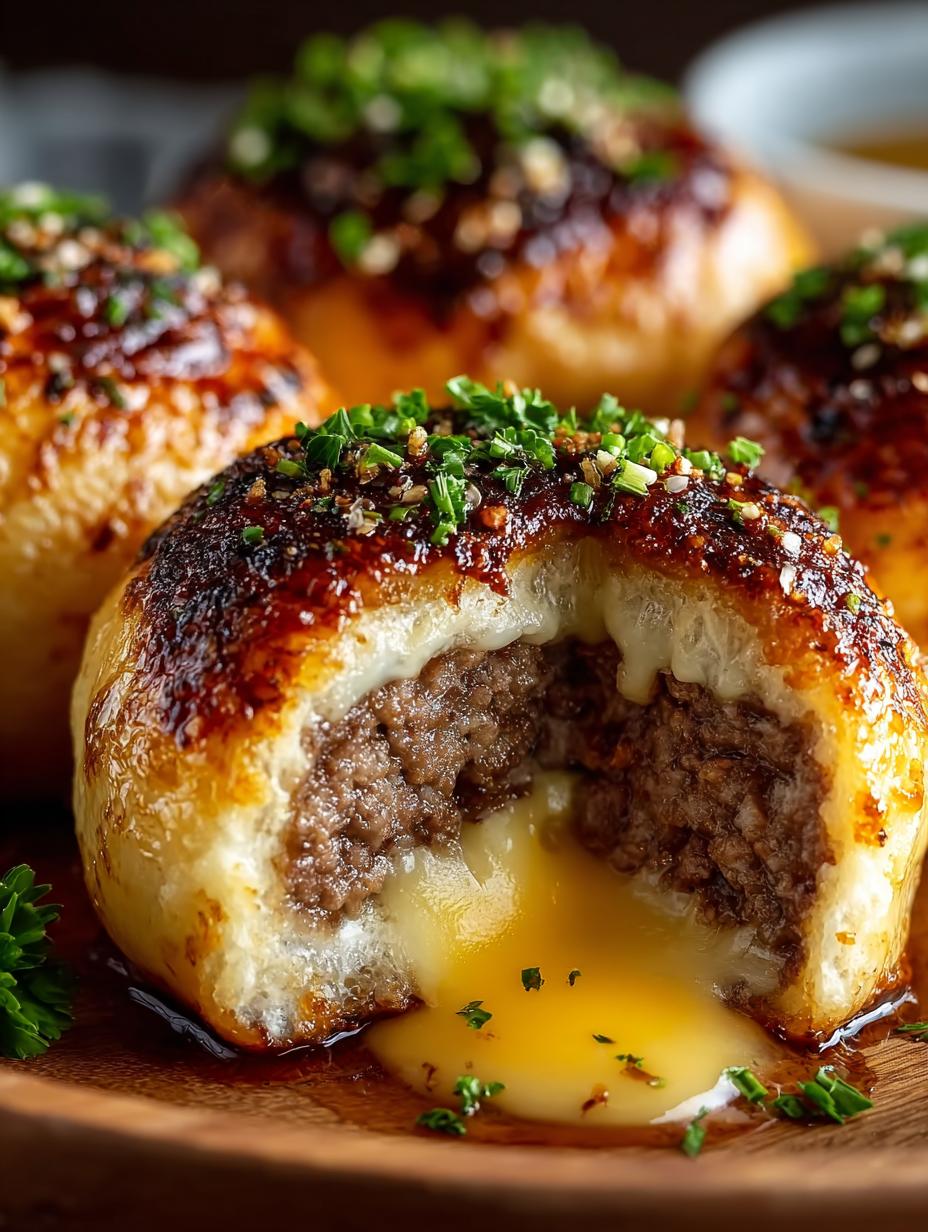 Garlic Parmesan Cheeseburger Bombs: 16 Irresistible Bites - Garlic Parmesan Cheeseburger Bombs - main visual representation