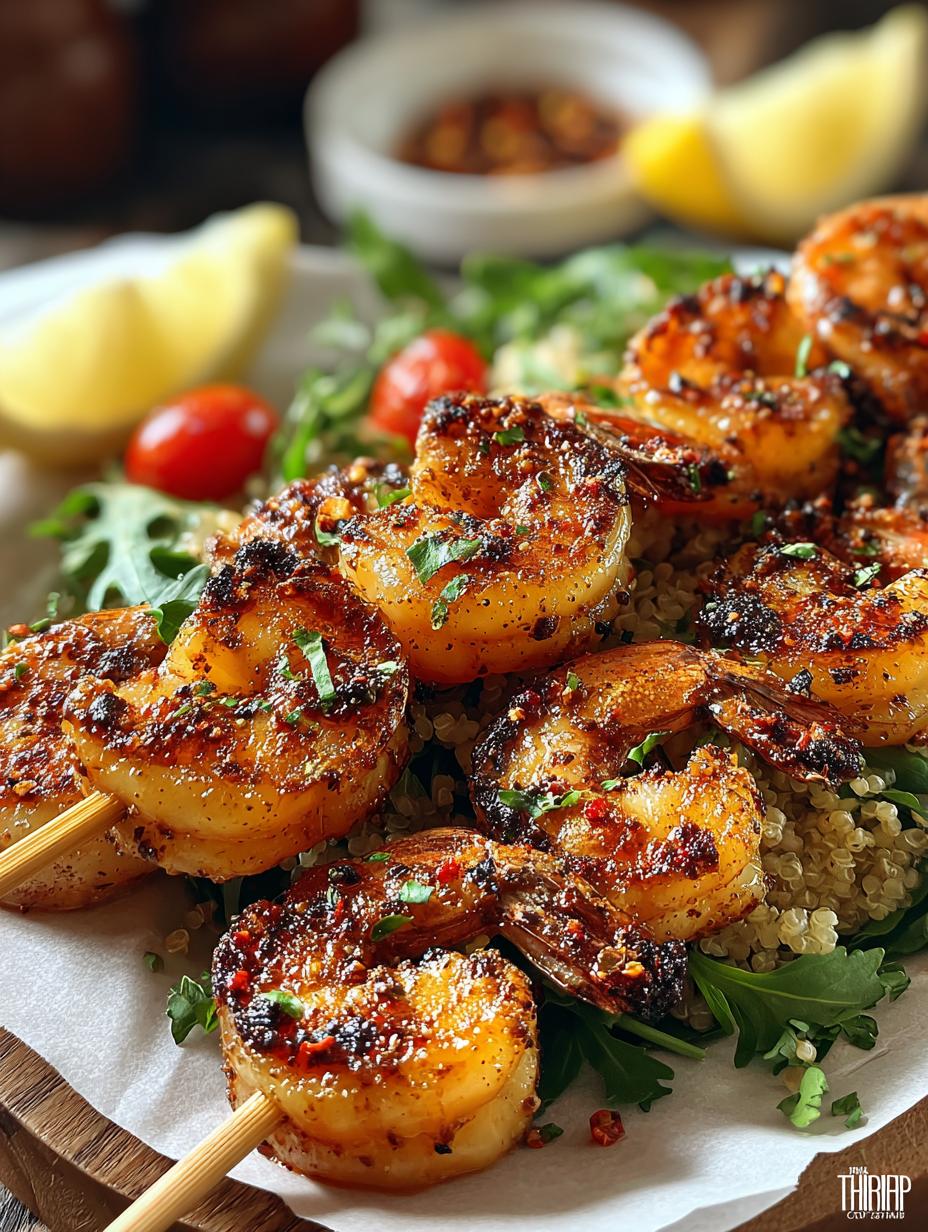 Grilled Cajun Shrimps Skewers with Herb Couscous Delight - Grilled Cajun Shrimps Skewers - additional detail