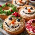 Holiday Bagel Faces Snowmen