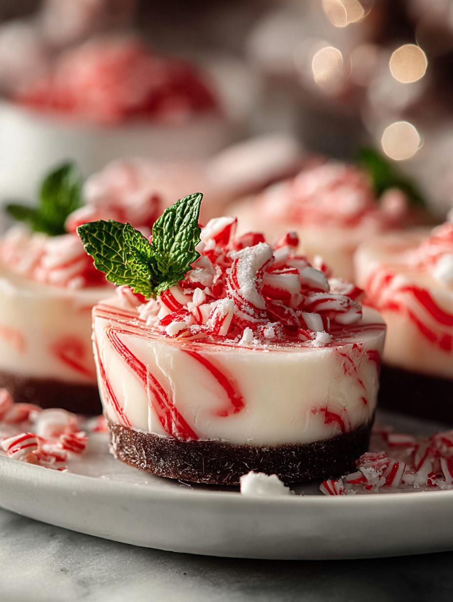 Irresistible Festive Mini Peppermint Bark Cheesecakes - Irresistible Festive Mini Peppermint - additional detail