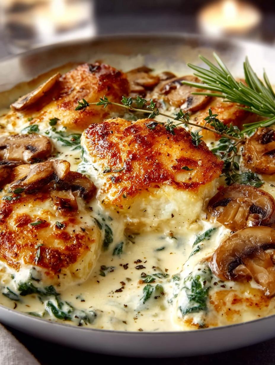 One Pan Creamy Parmesan Garlic Mushroom Chicken Recipe - One Pan Creamy Parmesan - additional detail