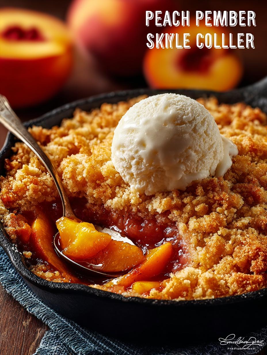 Peach Cobbler Skillet with Buttery Crumble Topping - Peach Cobbler Skillet with - main visual representation