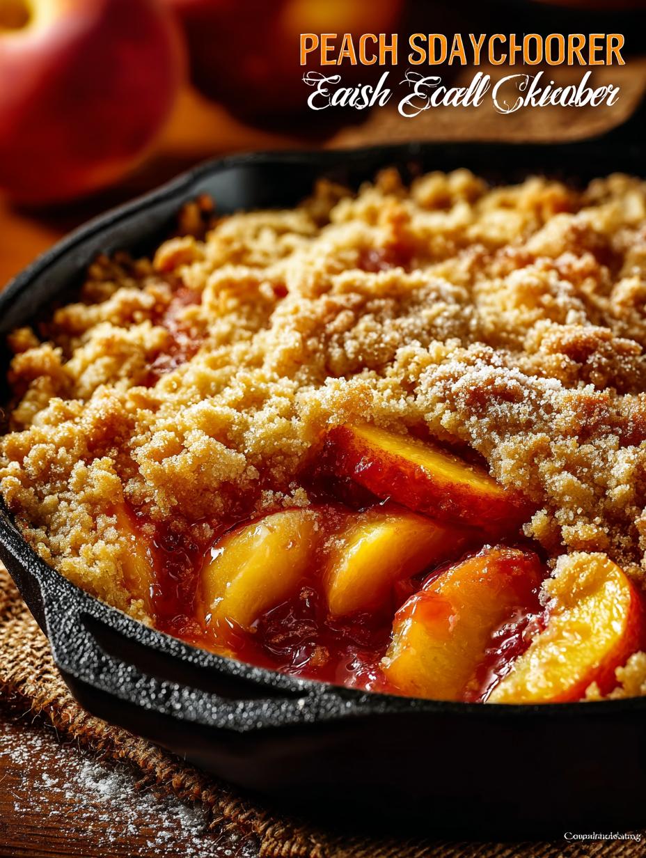 Peach Cobbler Skillet with Buttery Crumble Topping - Peach Cobbler Skillet with - additional detail