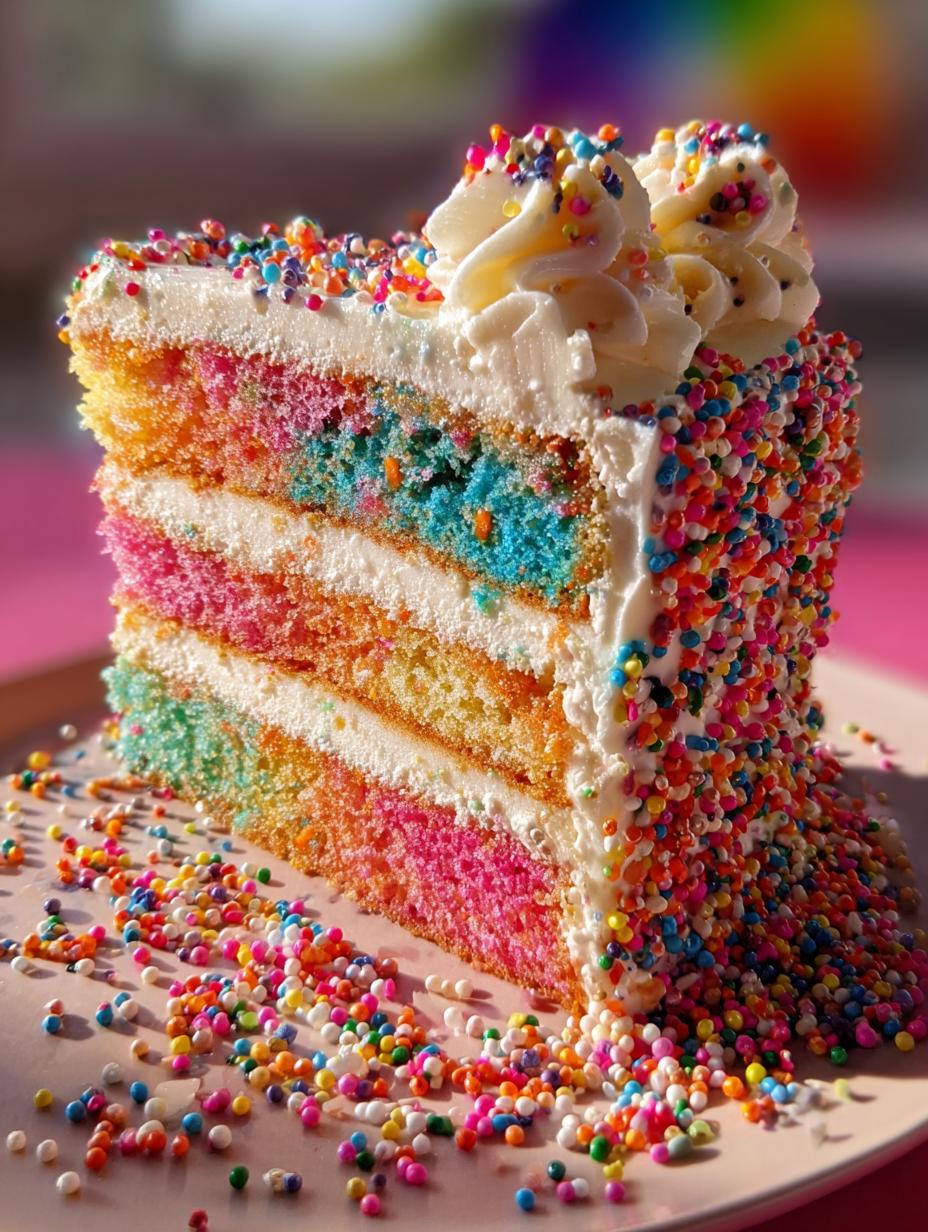 Rainbow Sprinkle Explosion Cake: 7 Fun Layers of Joy - Rainbow Sprinkle Explosion Cake - additional detail