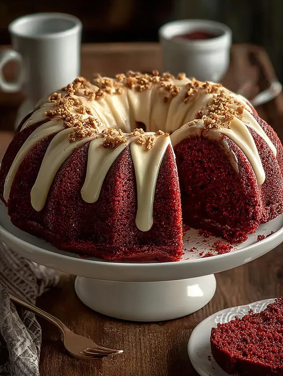 Moist Red Velvet Bundt Cake: Indulge in 12 Slices - Red Velvet Bundt Cake - main visual representation
