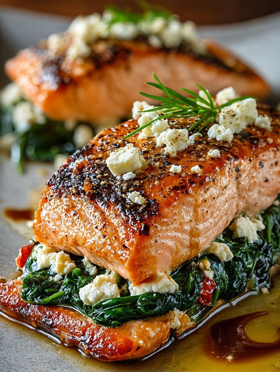 Delicious Spinach Feta Stuffed Salmon for Dinner - Spinach Feta Stuffed Salmon - additional detail