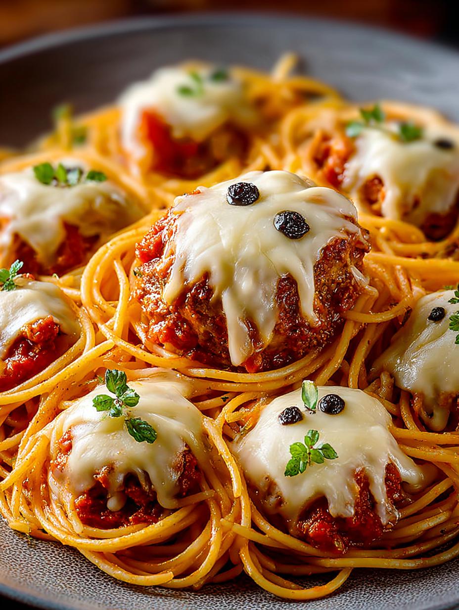 Spooky Spaghetti Cheesy Monster