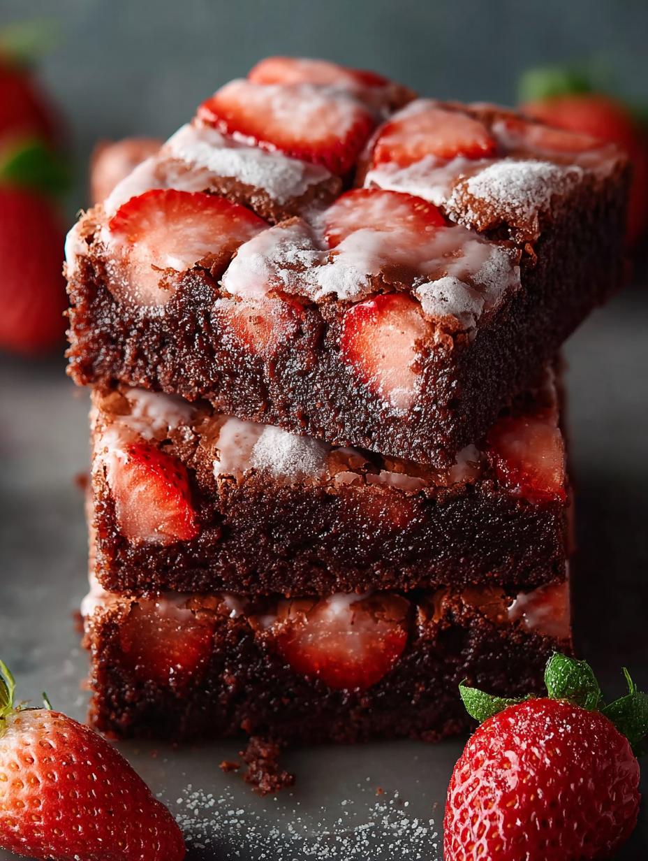 Strawberry Brownies Fudgy Fruity