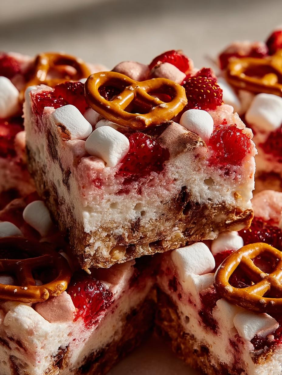 Strawberry Pretzel Marshmallow Treats