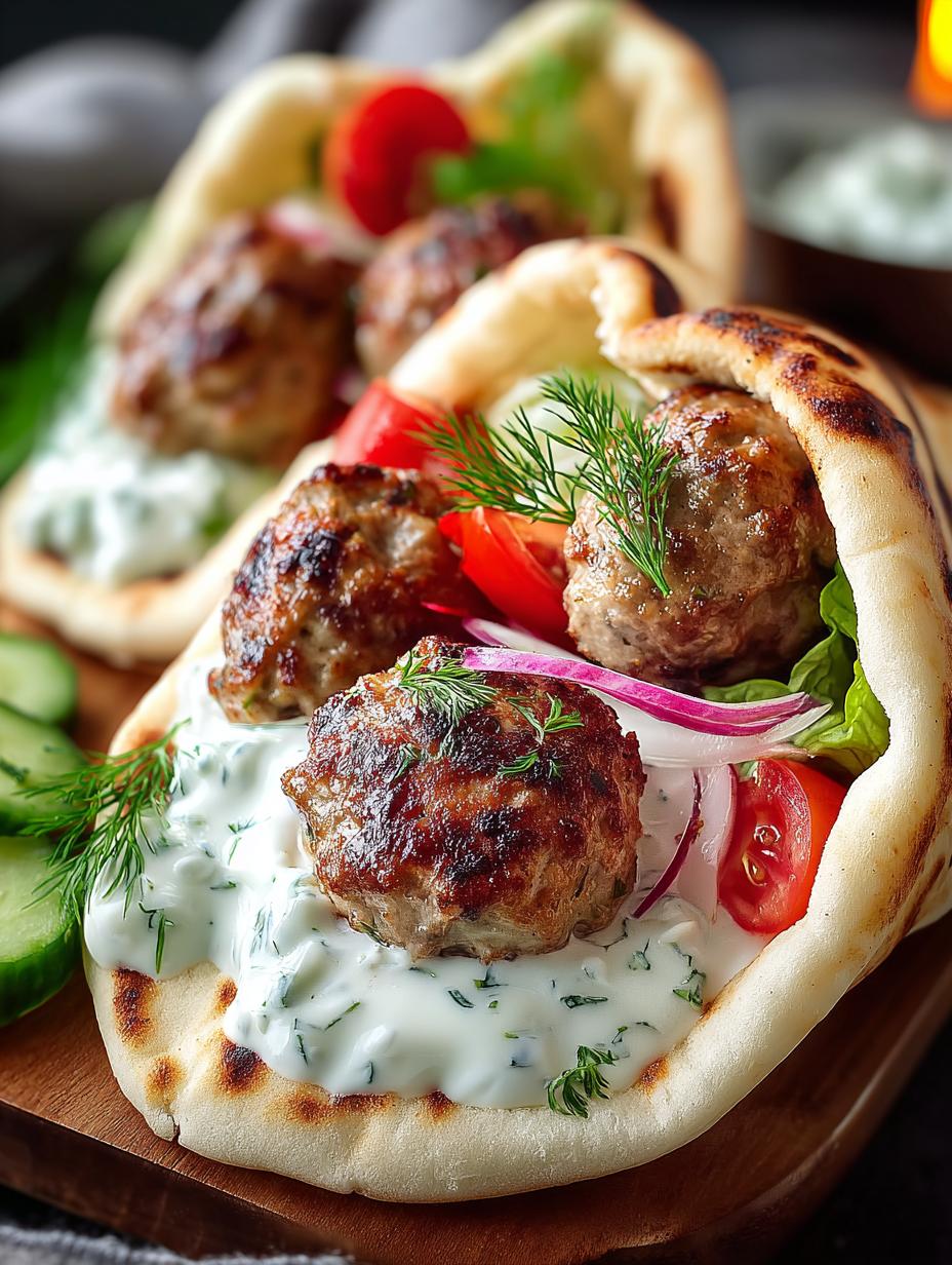 Turkey Meatball Gyros with Tzatziki: 4 Delicious Wraps - Turkey Meatball Gyros with - main visual representation