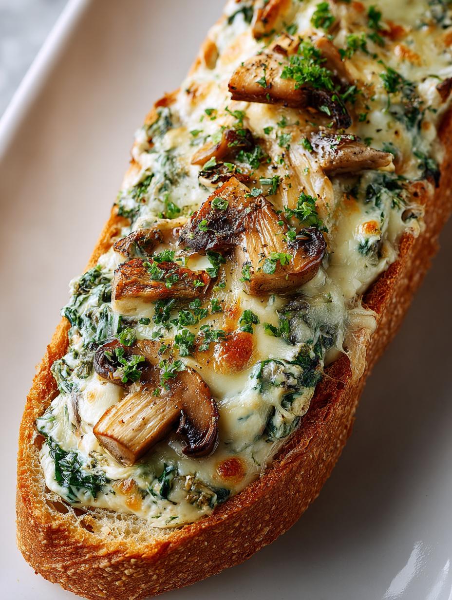 Cheesy Spinach Artichoke & Mushroom Stuffed Baguette Delight - ?utm Source=rss&utm Medium=rss&utm Campaign=cheesy - main visual representation